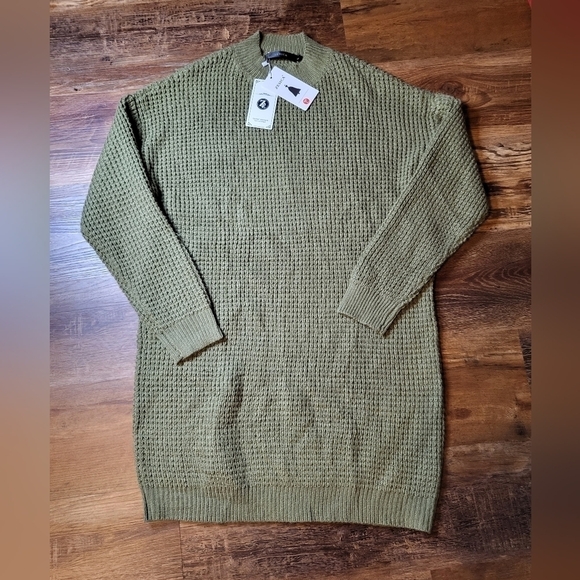 Zesica Large Oversized Sweater olive Green crew neck NWT - Picture 6 of 14